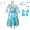 Frozen Elsa Princess Dress for Girls Glamorous Ball Gown for Princess Parties Character Costume with Blue Sleeves Ages 6-7