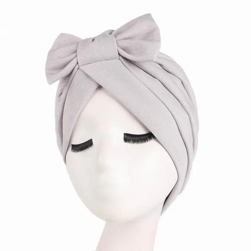 Bowknot Turban Indian Women Muslim Hijab Stretch Chemo Cap Cancer Hat Hair Loss Cover Head Scarf Wrap Beanies Bonnet Headwear