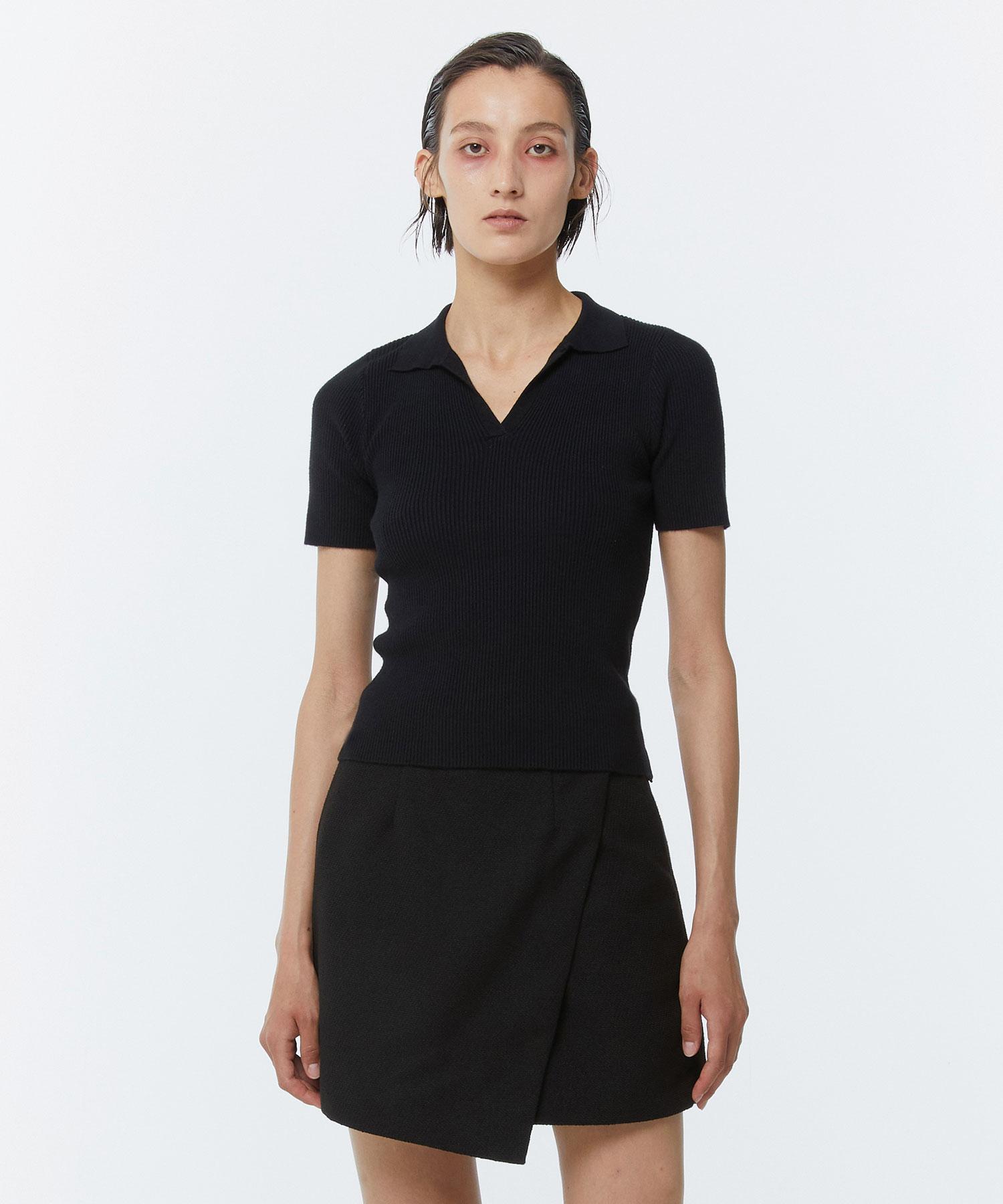 Kimdo Wing Collar Knit Top Black Black