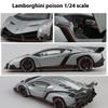 1/24 Lamborghini Poison Veneno Car Alloy Car Diecast Metal Model Sound Light Pull Back Toy Collect Gift Box Ornaments Kids Toys