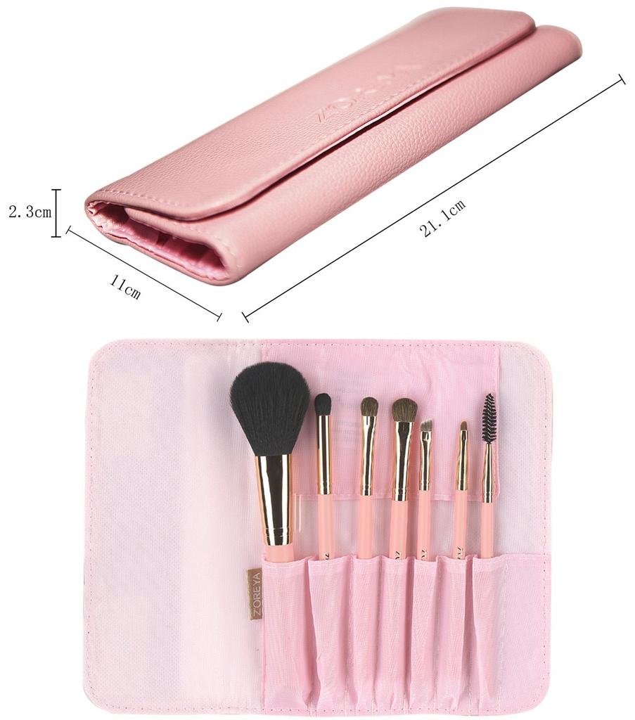 Cute makeup brush set with a dedicated makeup pouch pink 10-piece (7 brushes)