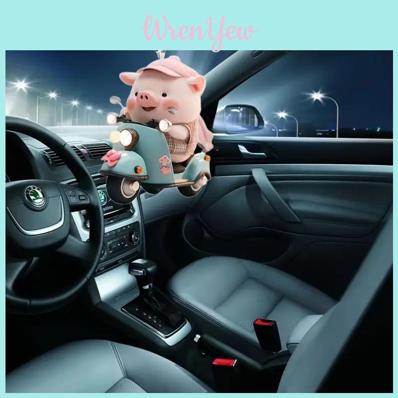 Cute Cartoon Acrylic Pig Car Hanging Ornament For Electric Vehicle Interior Decoration