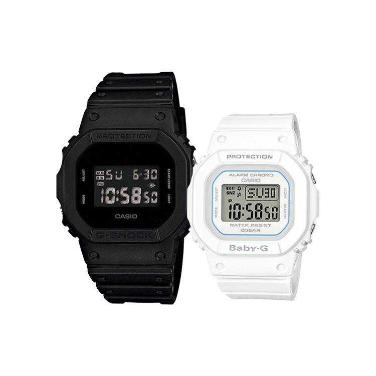 

Casio Couple Series - DW & BGD Quartz Movement Resin Strap Japanese Style Watch Black Dial Unisex watches DW-5600BB-1PR&BGD-560-7PR Black Dial+White Dial (Couple Watch)