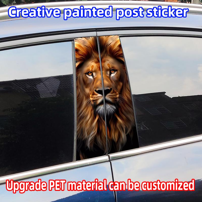 Lion Car Stickers Car B-pillar Decal Waterproof Stickers Auto Center Pillar Sticker Cover Scratches Vehicle Decor Accessories