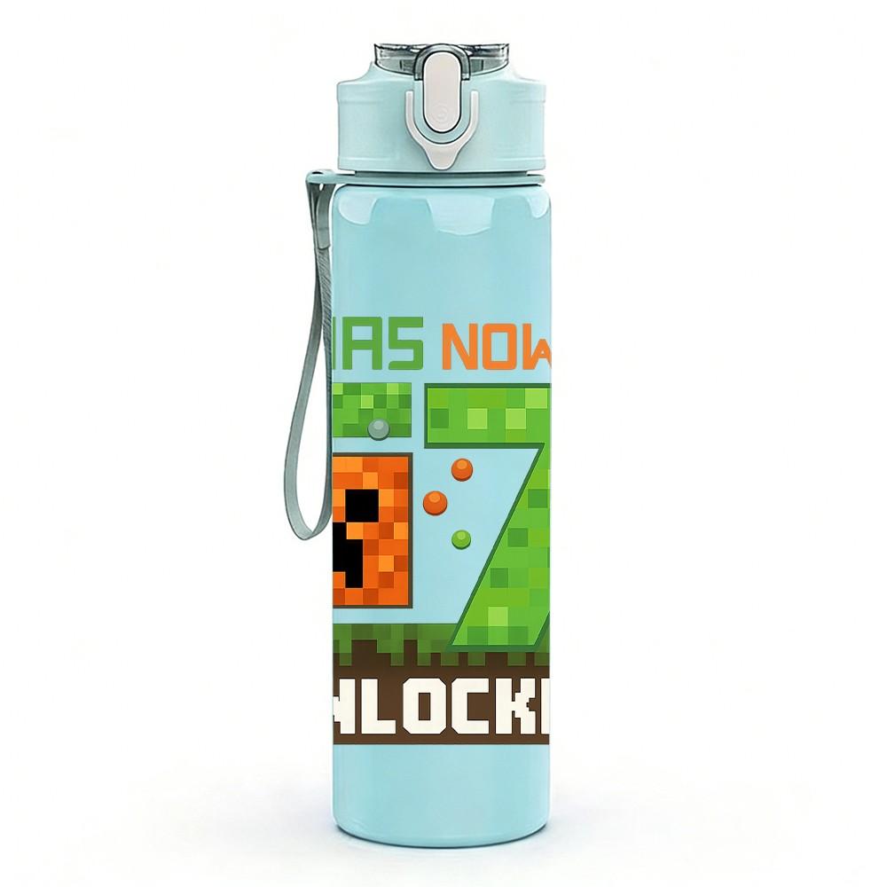 1PC I Was Now Six Seven Unlocked 750ml Color Plastic Sports Water Bottle Leakproof Flip Straw Lid Suitable for Sports Office Home Use