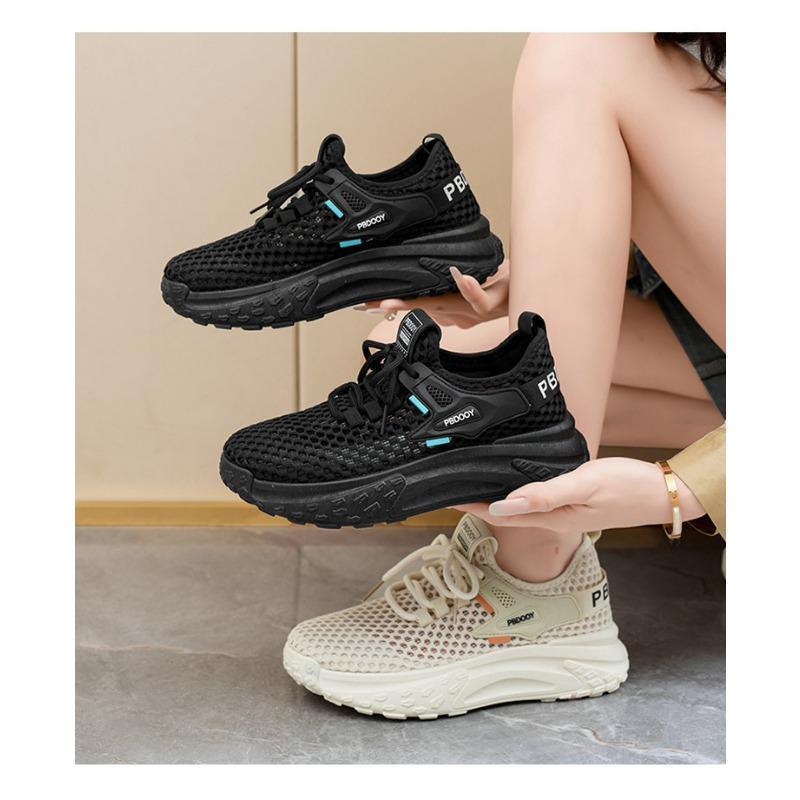 Korean Style Women Breathable Hollow Out Mesh Thick Sole Casual Sports Sneakers