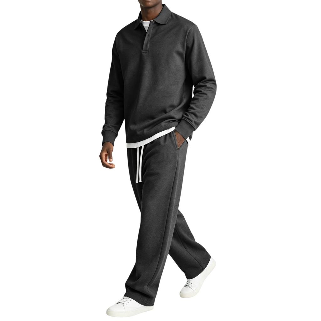 Men's 2 Piece Casual Set Long Sleeve Top and Drawstring Elastic Waist Cargo Pants for Outdoor Sports