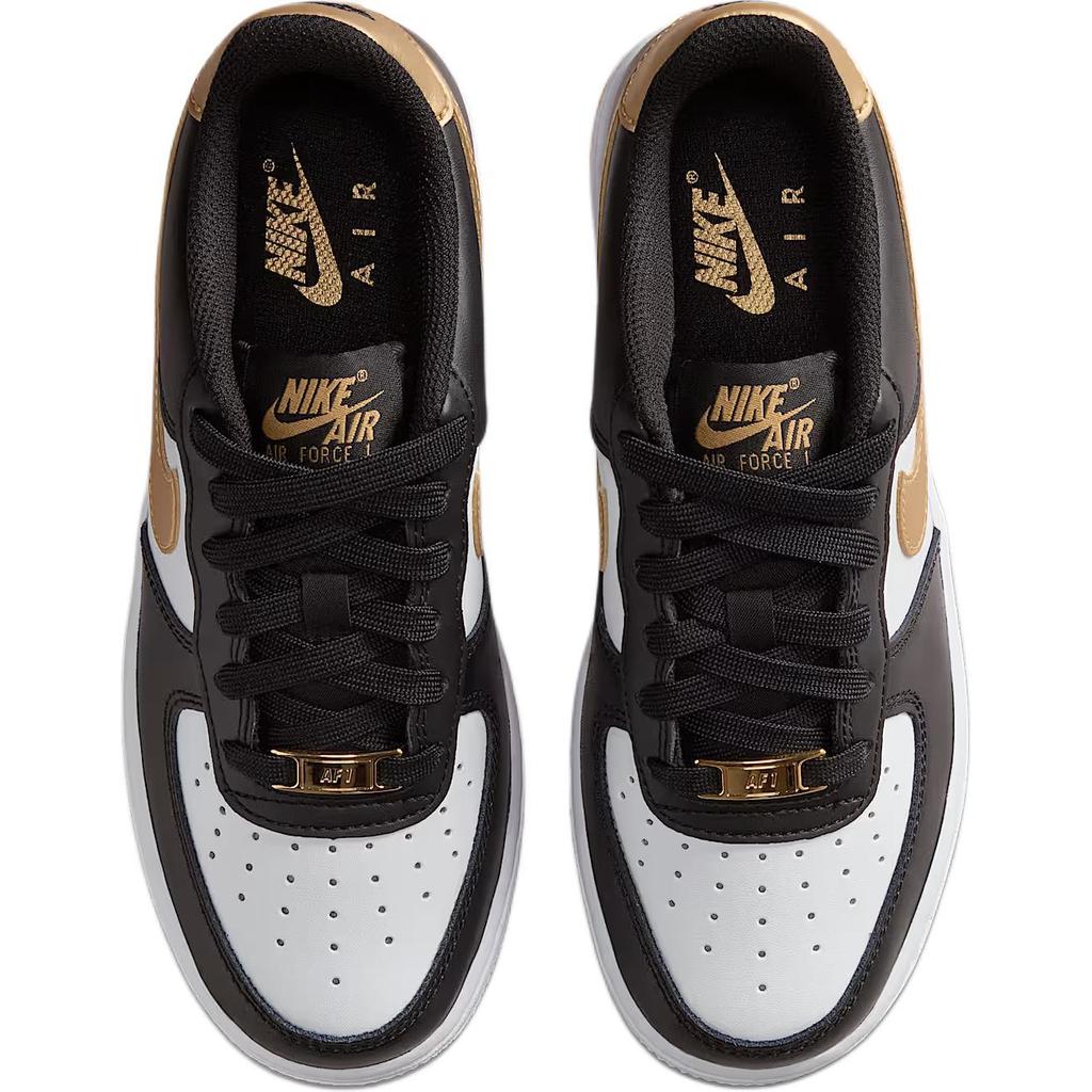 Nike Air Force 1 Grade School 'Black White Metallic Gold' (Unisex) Black / Black / White / Metallic Gold Kids' Skateboarding Shoes CT3839 009