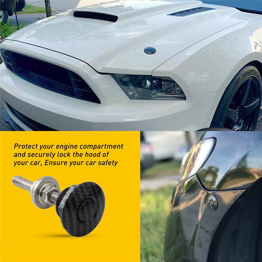 4x 3D Carbon Fiber Color Car Push Button Hood Quick Release Pins Bonnet Lock Clip Bumper Latch