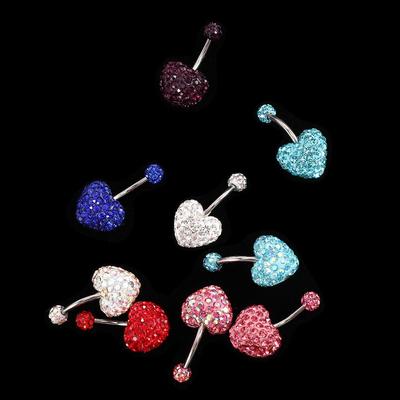 Heart-shaped Stainless Steel Ball Navel Piercing Body Piercing Umbilical Ring Belly Button Rings