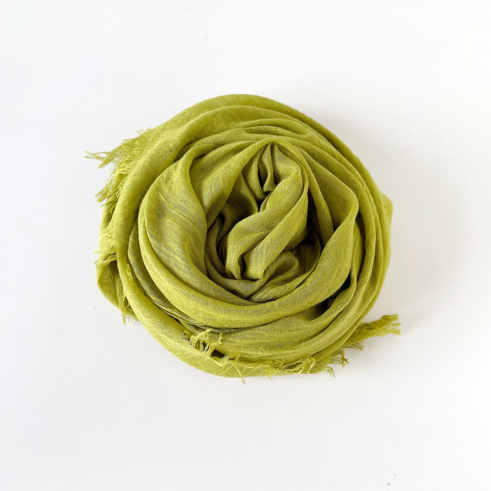 Solid Color Scarf Cotton and Linen Shawl Yarn Women's Summer Sunscreen Headscarf Retro Yarn Lengthened