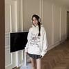Hong Kong Style Love Printing Loose Large Size Hooded Sweater Female Senior Sense Niche Student Velvet Jacket Ins