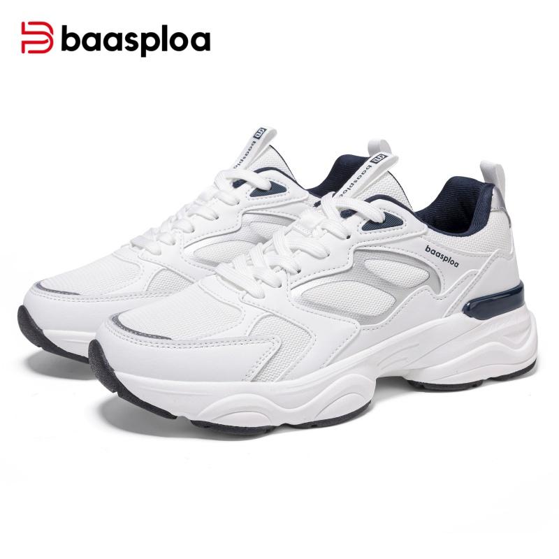 BAASPLOA Damen Sportschuhe mit dicker Sohle, Mesh Laufschuhe, Freizeitschuhe, Wanderschuhe, Studentenschuhe, weiße Schuhe, flache Sportschuhe, Tennisschuhe