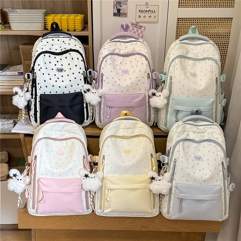 Color Block Women's Backpack Student's Lightweight Commuter Schoolbag