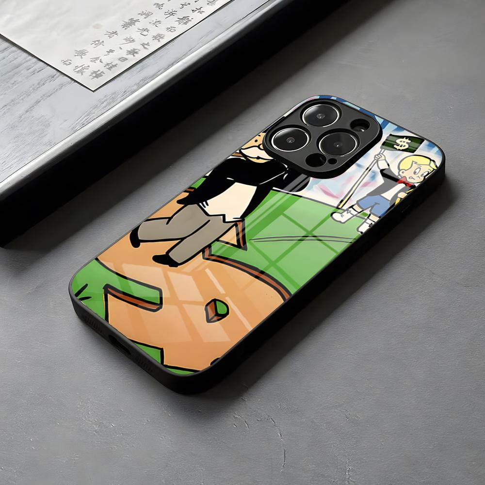 Cartoon Richie Rich Phone Case Glass For IPhone 16 15 Suitable For 58-68 14 Pro Max 13 12 Mini 11 X XS XR 8 Plus For Samsung S 2