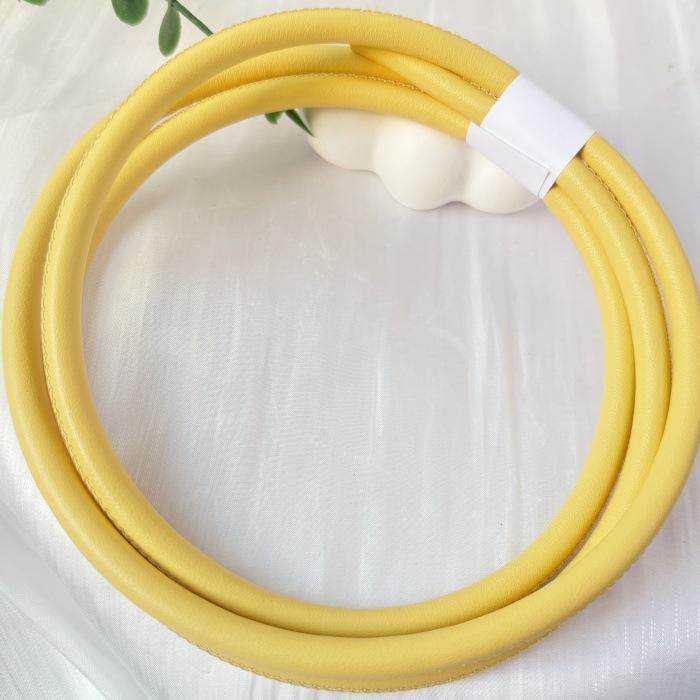 PU Leather Round Handle Strap with Lock Edge Stitching - DIY Traction Weaving Ornament E18