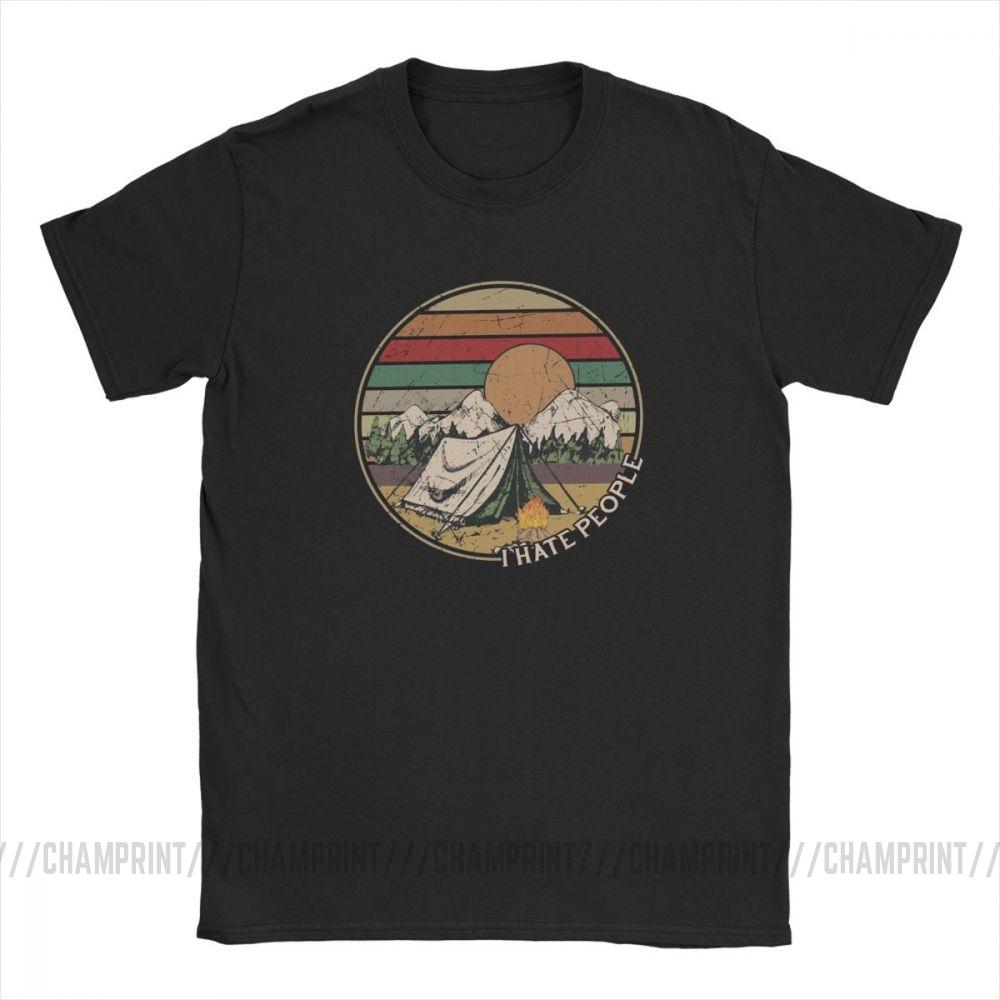 Love Camping I Hate People Vintage Funny T Shirts For Men Camping Hiking Short Sleeve Tops