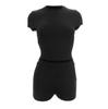 Damenmode Einfarbig Kurzarm Top Kurze Hosen Set Set Sport Sets