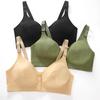 European and American Size Wire-free Front-clasp Bra with Adjustable Shoulder Straps and Threaded Oversized Underwear