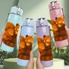 1PC Two Squirrels Hugging Art 750ml Color Plastic Sports Water Bottle Leakproof Flip Straw Lid Suitable for Sports Office Home Use