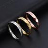 Korean Dainty Ring for Women 18K Gold Plated Stainless Steel Diamond-Cut Band Preppy Minimalist Narrow Jewelry 2024