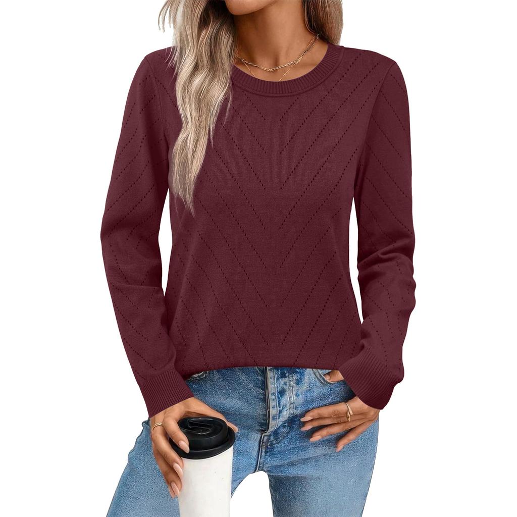 Women's Fashion Casual Loose Comfortable Fashion Pullover Round Neck Long Sleeve Slim Fit Knit Sweater Women's Sweater