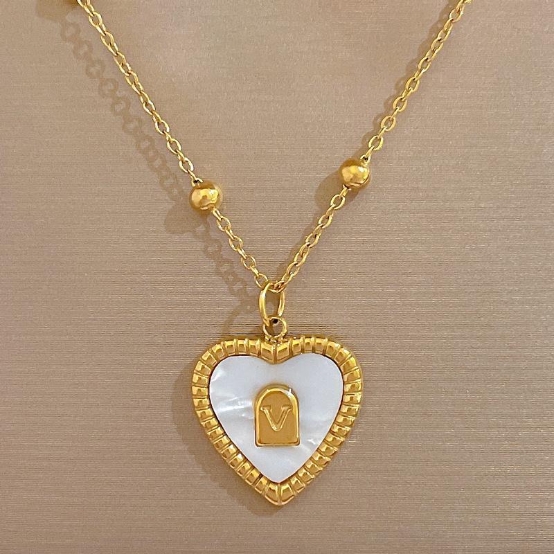 Love Shell V Minimalist Furnace Real Gold Necklace Female Collarbone Chain Accessories