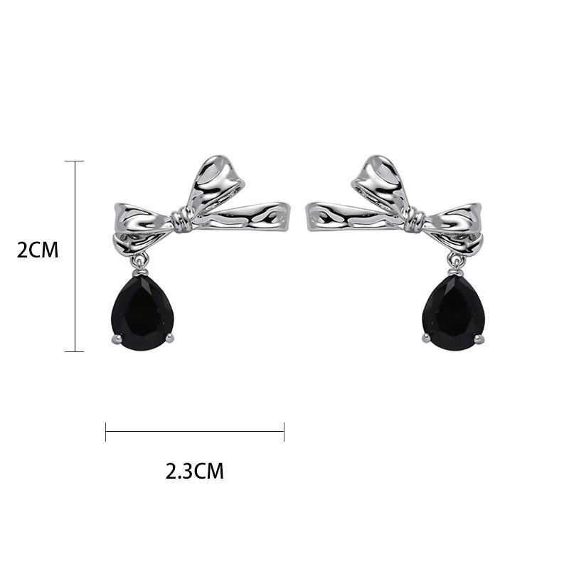 Design bow simple cold wind 925 silver needle exquisite sweet niche stud earrings earrings