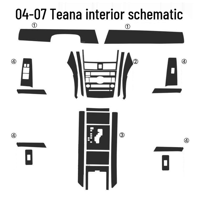 Carbon Fiber Central Control Gear Decor Sticker for 2004-2007 Teana Interior Modification