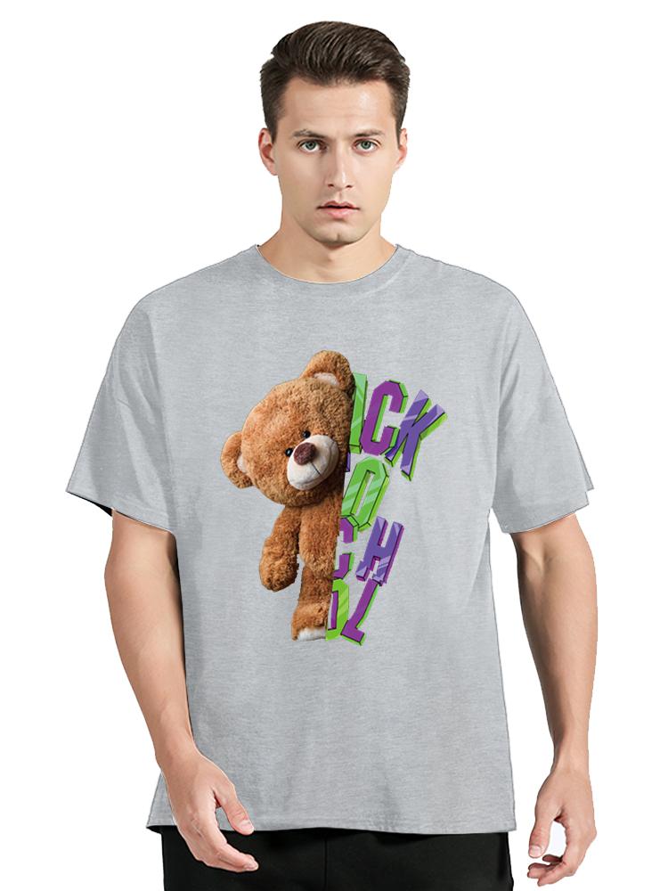 Fashion All-match Women Cotton T-shirt Cartoons Cute Bear Tops Summer Black Classic O-Neck Tee Women Clothes Hip Hop Tshirt