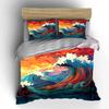 Ocean Waves Art Decor Set Bedding Set with 1 Duvet Cover 2 Pillowcases Single Double King Queen, Gift