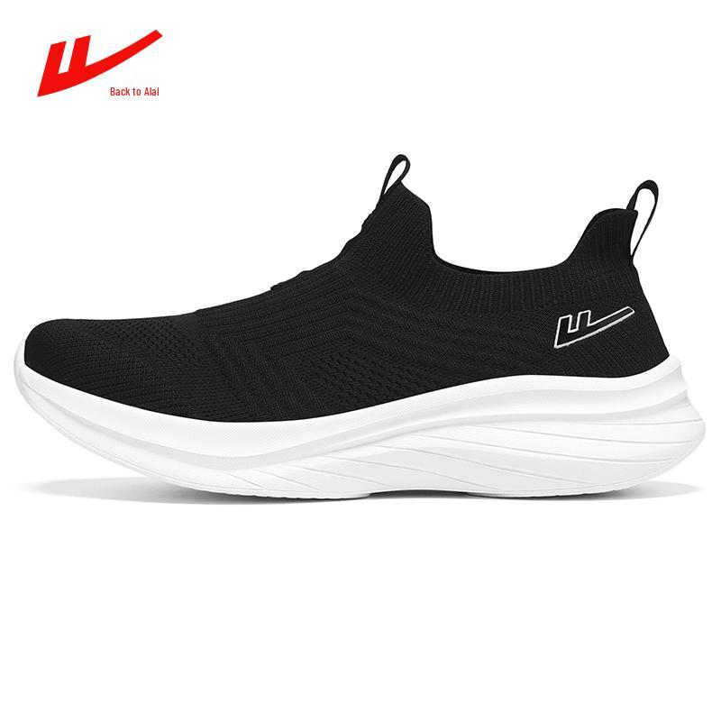 Мужские слипоны Warrior Ультралегкие Дышащие Flyknit Сетчатые Повседневные Черные Туфли 36