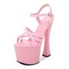 Fashion 17.5cm Heels Super High Heels, Thin Heels, Waterproof Platform, Night Club Sandals, New Red Open Toe Sandals