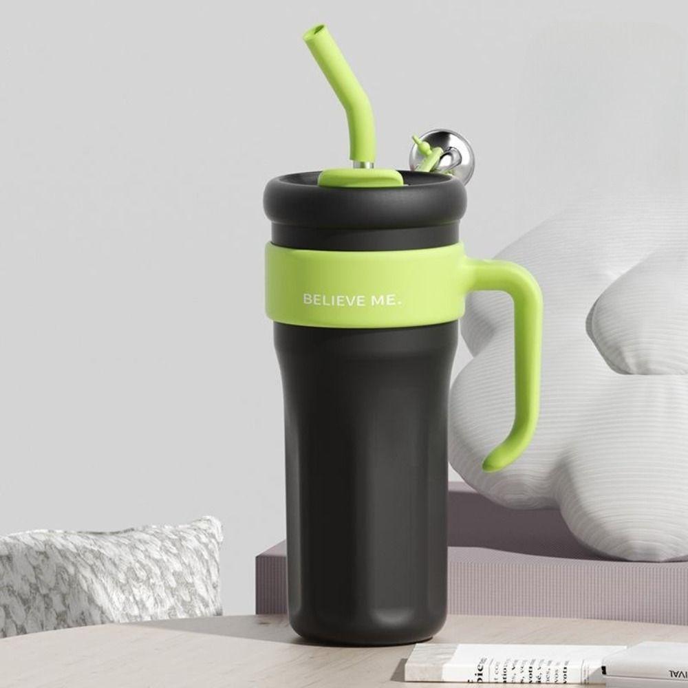 Large Capacity Insulated Water Bottle With Straw Office Double Drink Cup  Travel Tumbler