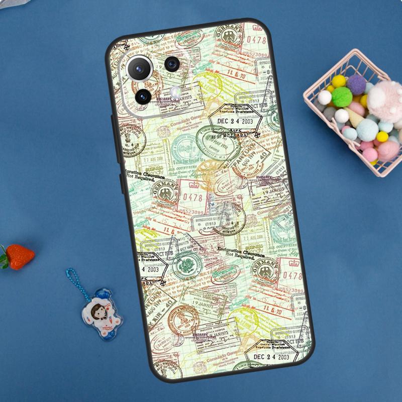 Passport Travel Stamps Case For Xiaomi 14T Pro 13T 11T 12T 13 14 15 Ultra POCO X7 Pro X3 X5 X6 F5 F6 M6 Pro Cover