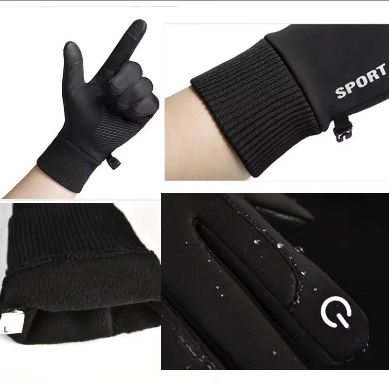 Noir hiver chaud doigts complets imperméable à l'eau cyclisme Sports de plein air course moto Ski écran tactile gants polaires