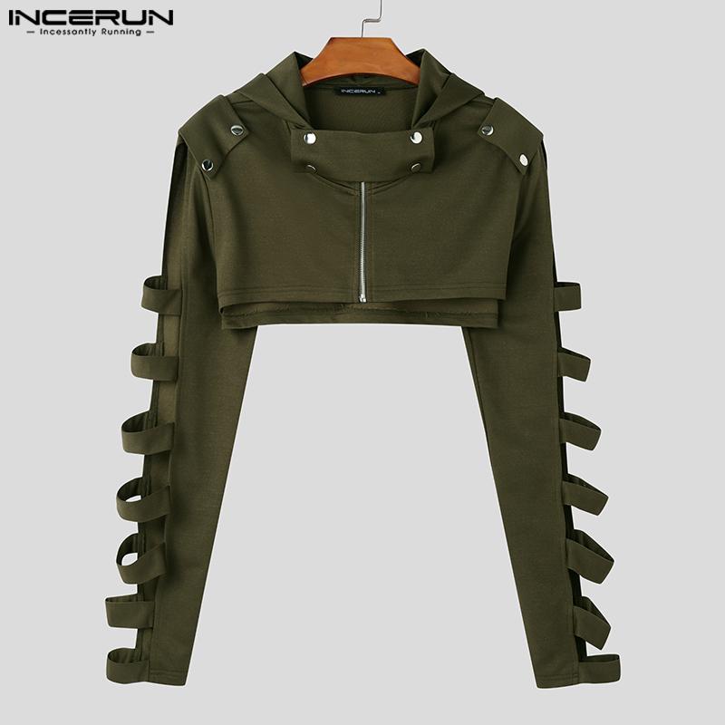 INCERUN Pánské mikiny s kapucí s dlouhým rukávem a krátkým rukávem