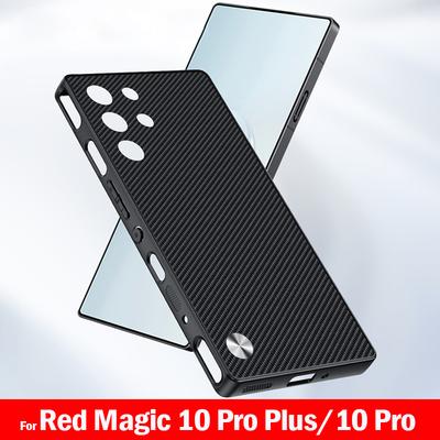 Para Capa Nubia Red Magic 10 Pro Plus Textura de Fibra Luxuosa Proteção em Couro PU Capa Traseira Capa para RedMagic 10 Pro+ Funda