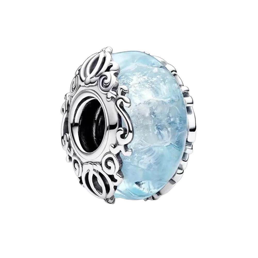 925 Silber Murano Glas Charms Perlen Passend für Original Armbänder DIY Damenschmuck Geschenke Runde Glasperlen