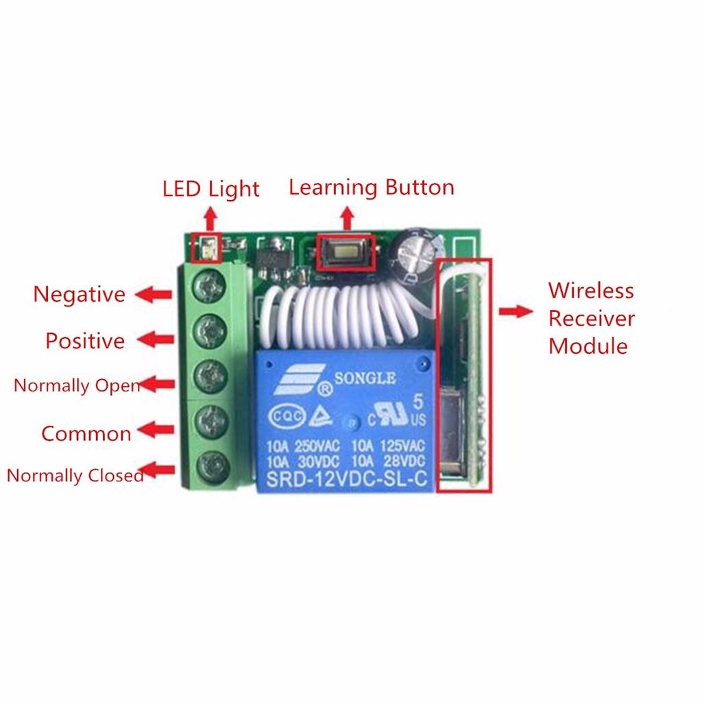 433Mhz Univerzális Vezeték Nélküli Távkapcsoló Dc12V 10A 1Ch Rf Relé És - Foto 6