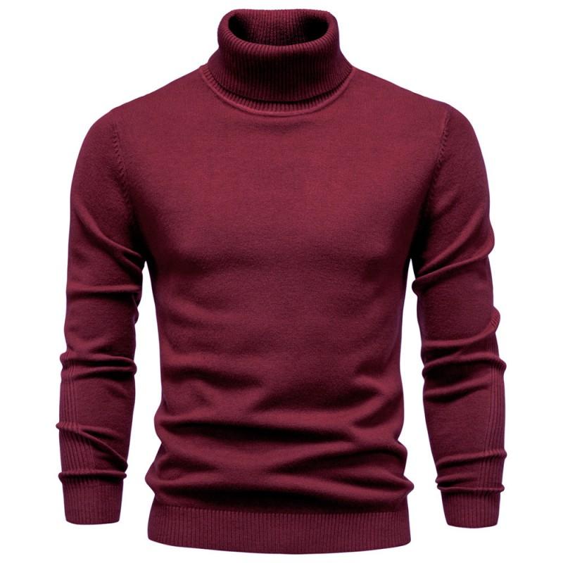 Mens Turtleneck Knit Sweater Casual Long Sleeve Pullover Fall Winter Slim Fit