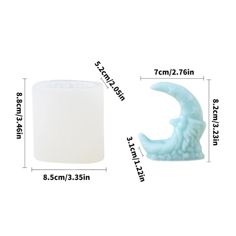 Moon Elder Shape Scented Candle Mold DIY Handmade Aromatherapies Candle Silicone Mold for Weddings and Festives Occasion