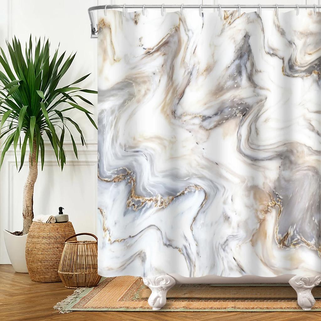 Marble Bathroom Curtain Abstract Modern Luxury Shower Curtain Waterproof Fabric Shower Curtain Bath Curtains With Hooks180x200