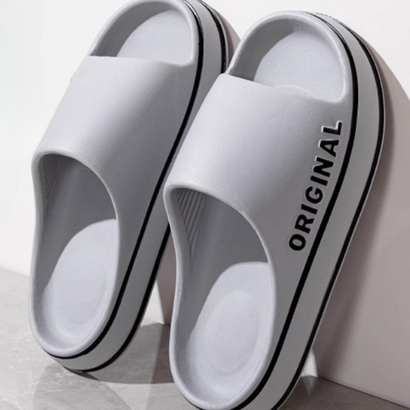 

Men Letter Slippers Beach Slides Solid Color Mens Thick Sole Indoor Bathroom Anti Slip Shoes Summer Couple Sandals 2025 New 44-45 світло-сірий колір