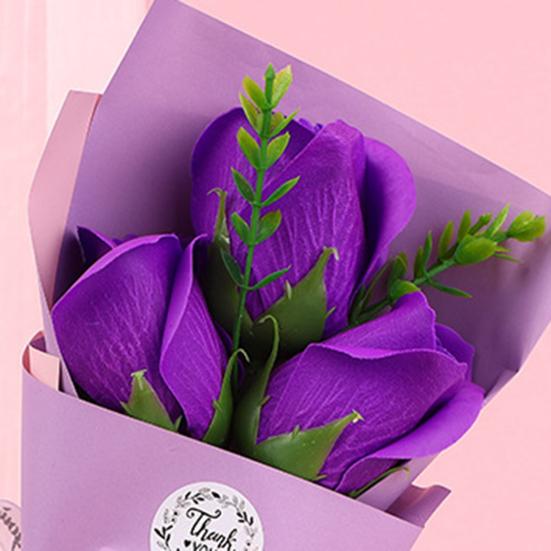 3 Heads Artificial Rose Bouquet Mini Scented Soap Flower Bouquet for Women Mom Wife Valentine's Day Anniversary Wedding Mother's Day Birthday Gift