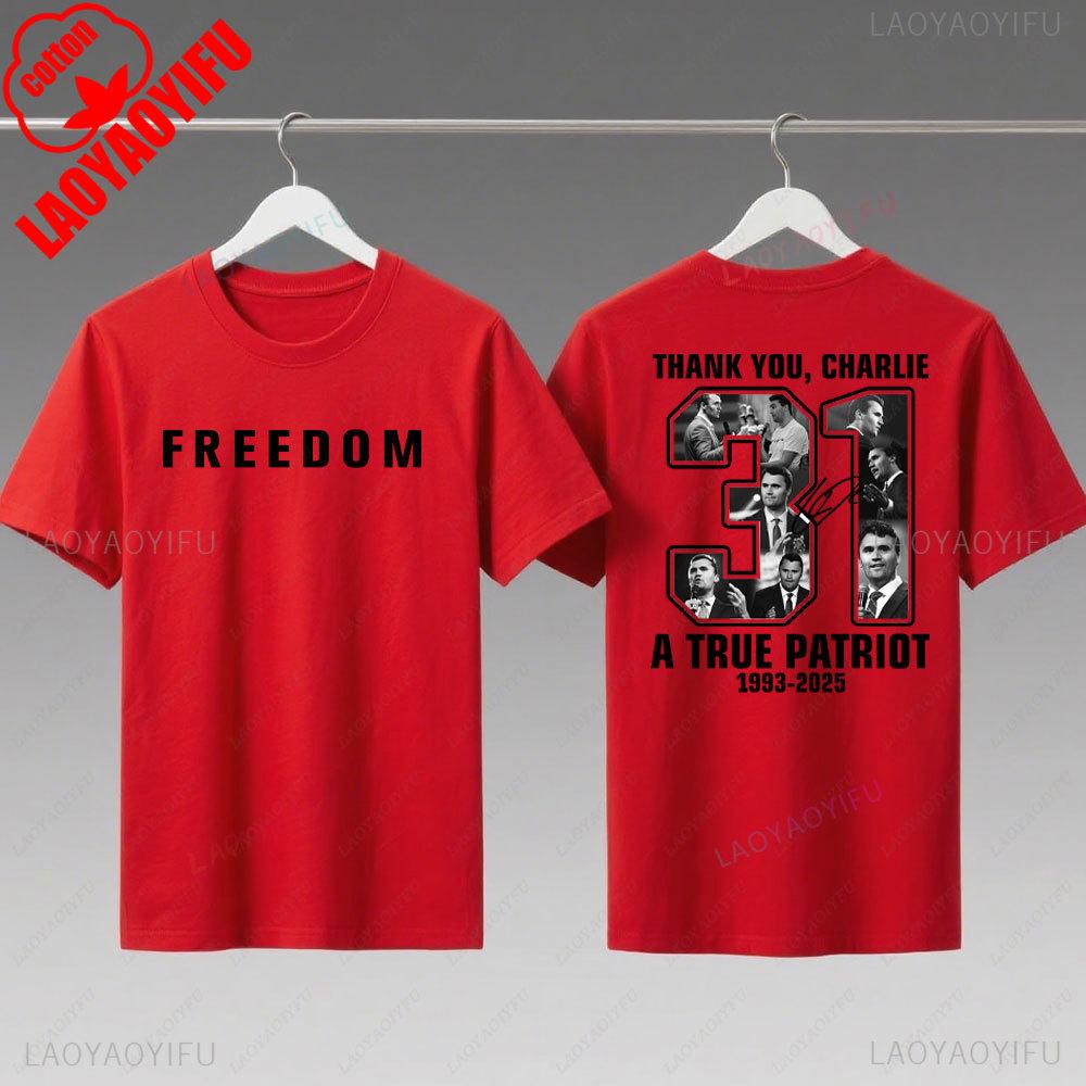 Charlie Kirk Freedom 31 2Sided Shirt Freedom Shirt Justice for Charlie Kirk Unisex TShirt CHARLIE SHIRT Charlie Kirk T Shirt S