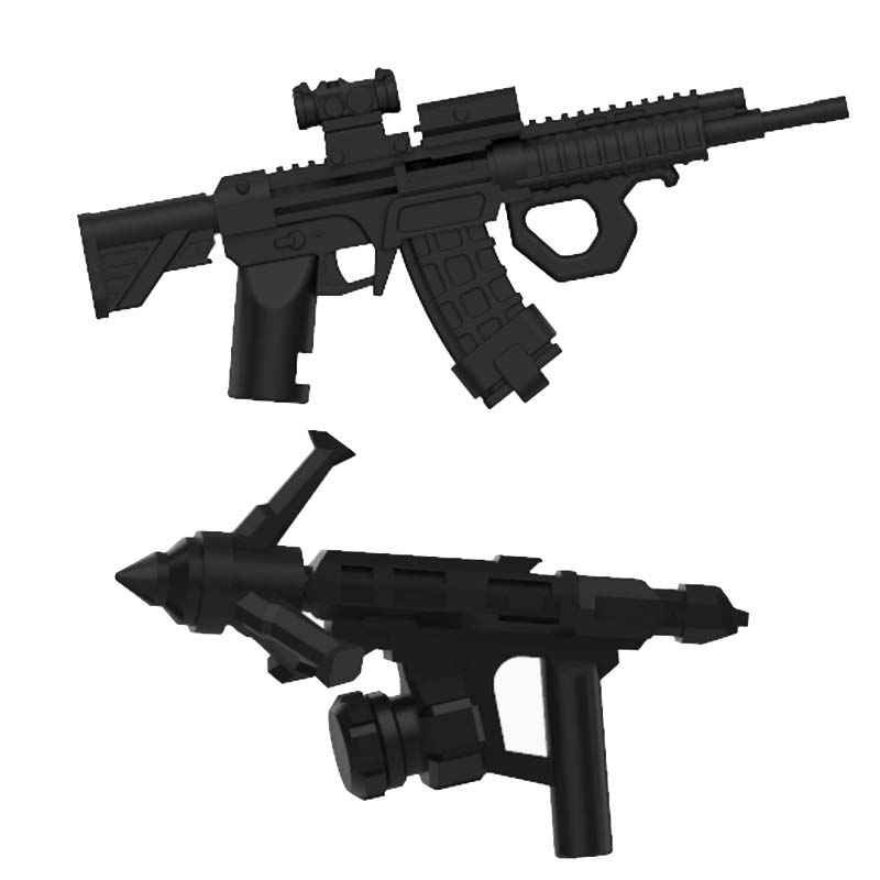 MOC Stavebnice Mini Akční Figurka Příslušenství Kuše Blackhawk Kamuflážní Štít Plamenný Meč Vrtulník DIY Kostky Hračka Dárky
