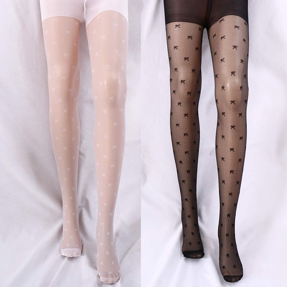 

White Black Lolita Sexy Girls Tights Transparent Bow Stockings Thin Pantyhose чёрный