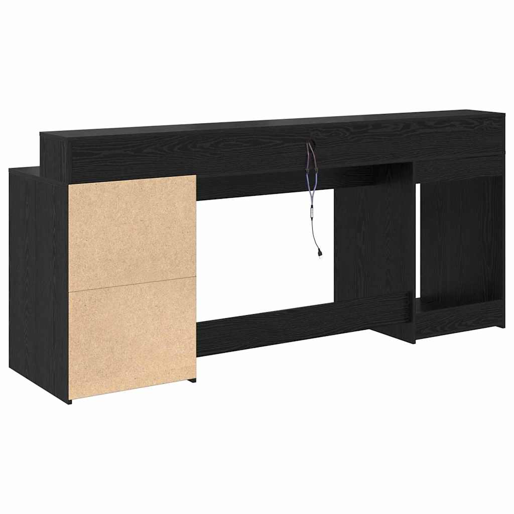 Desk Black Oak 200 x 55 x 91 cm Particleboard