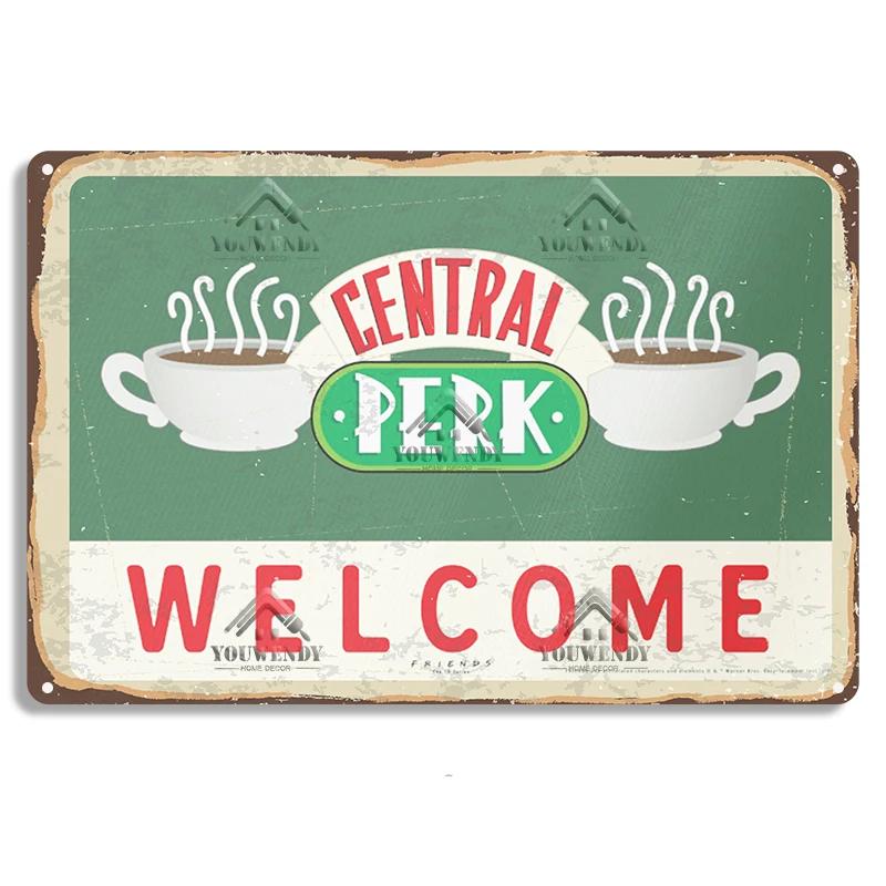 Central Perk Friends Kaffee, Vintage Metallblechschild, Dekorative Plakette, Retro Schild Cafe Küche Wohnzimmer Bar Poster, UW83